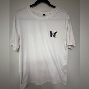 SHEIN NWOT White T-Shirt with Black Butterfly Design